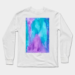 Watercolor galaxy in turquoise and purple Long Sleeve T-Shirt